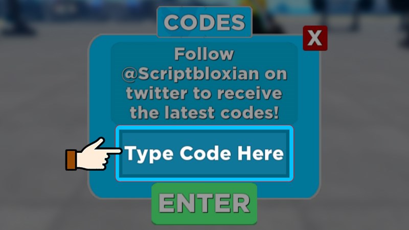 Nhập code vào ô trống Type Code Here