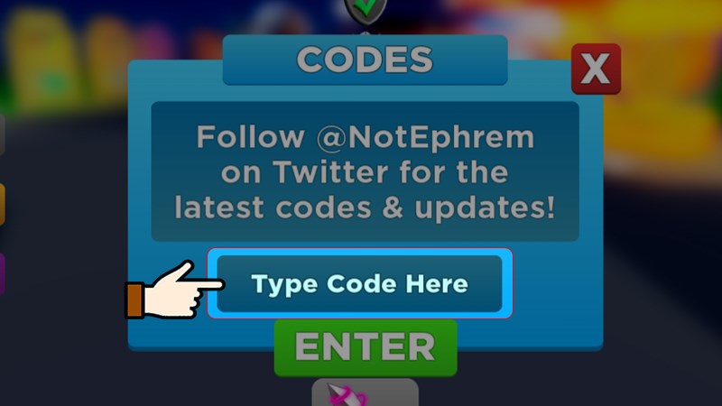 Nhập code v&agrave;o &ocirc; trống Type Code Here