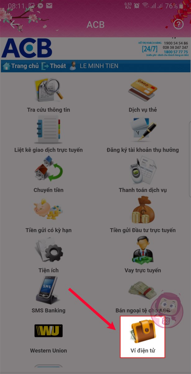 Chọn Ví điện tử.