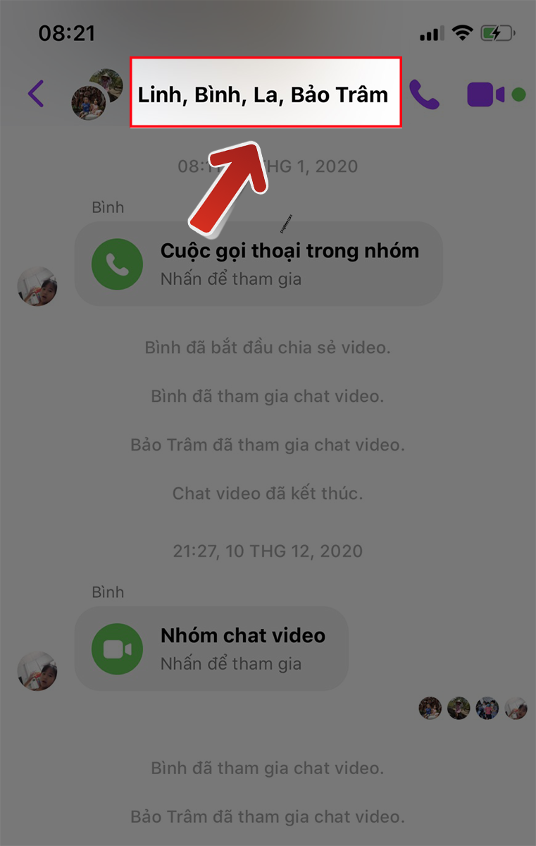 Chọn v&agrave;o nh&oacute;m chat muốn đổi t&ecirc;n