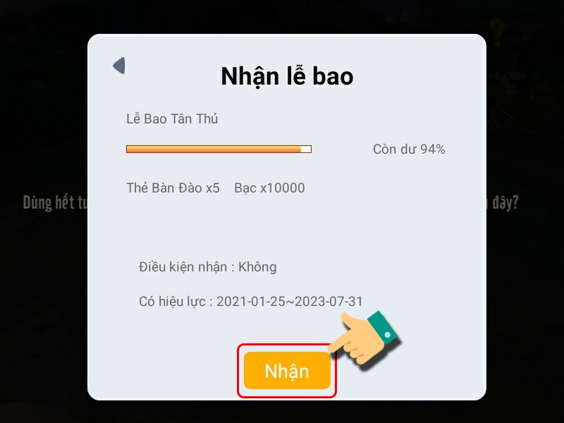 Nhấn vào nhận