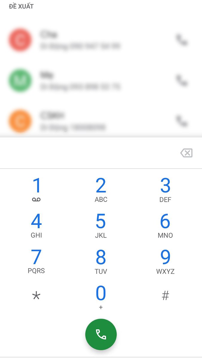 Mở điện thoại lên > Vào giao diện nhập số điện thoại để gọi
