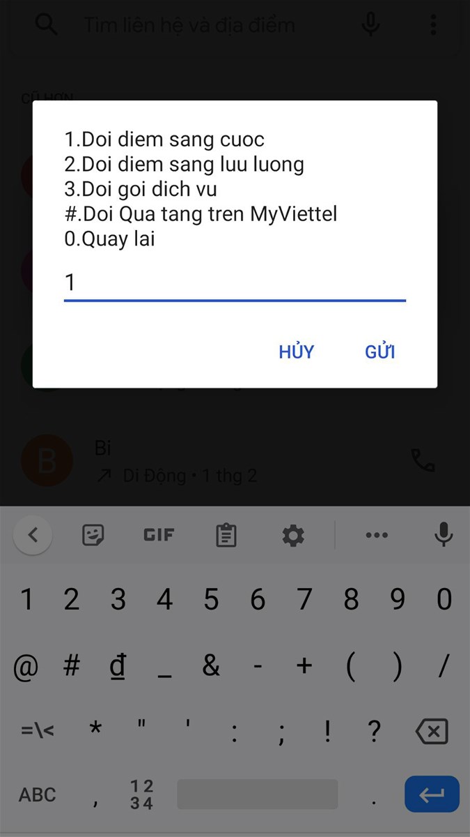 Chọn gói bạn muốn đổi > Nhấn Gửi