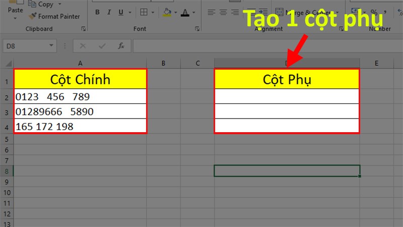 Mở file Excel có chứa dữ liệu cần xóa khoảng trắng > Tạo 1 cột phụ