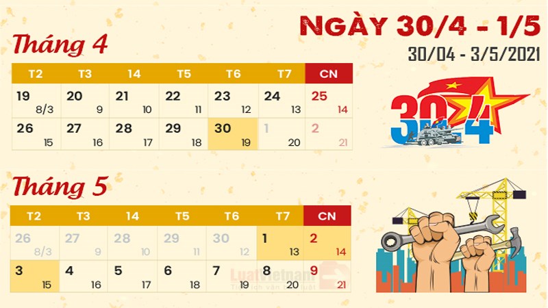 lịch 30/4 1/5