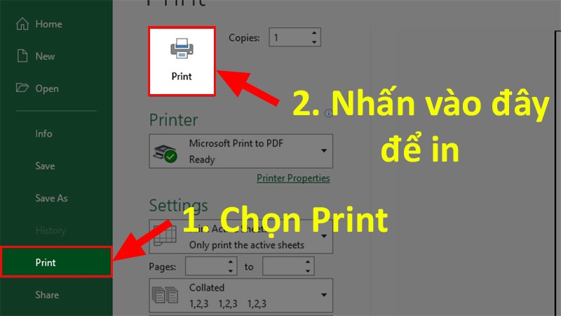 Chọn Print và thực hiện in