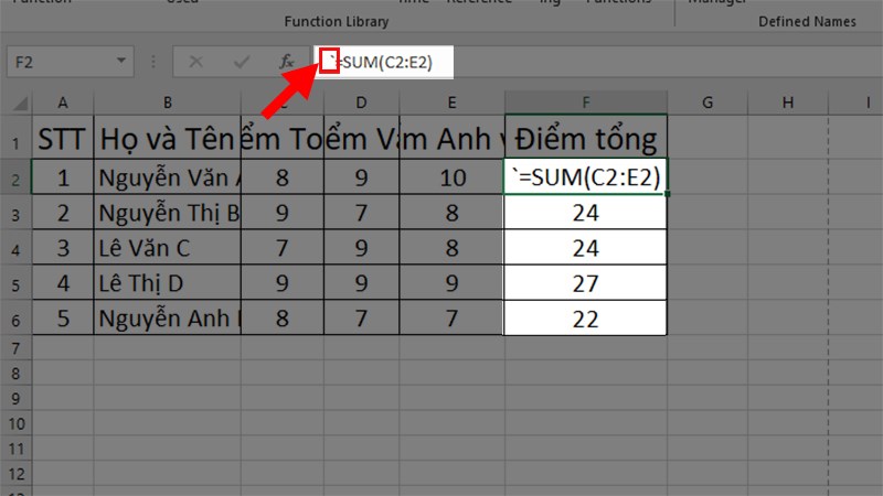 Có một khoảng trắng hoặc dấu nháy đơn (‘) trước dấu bằng trong công thức