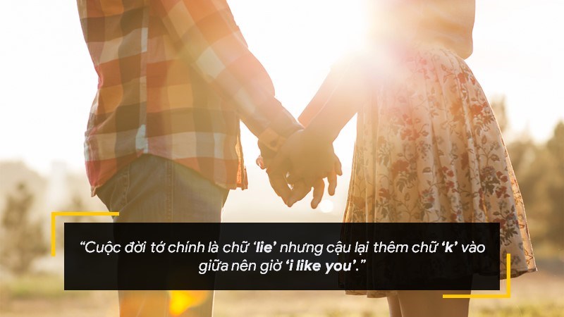 Cuộc đời tớ chính là chữ ”lie” nhưng cậu lại thêm chữ “k” vào giữa nên giờ “i like you”.