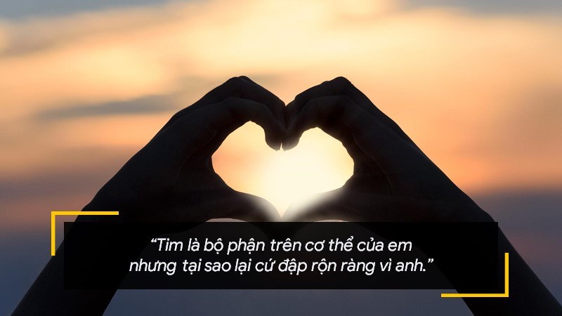 Tim là bộ phận trên cơ thể của em nhưng tại sao lại cứ đập rộn ràng vì anh. 