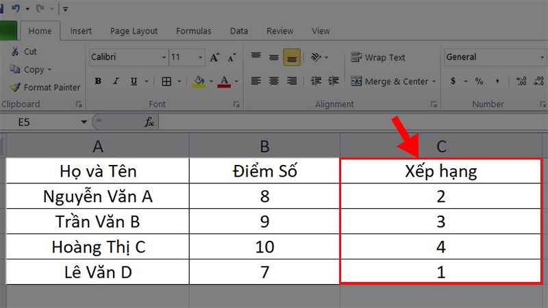 Cách xếp hạng trên Excel bằng hàm Rank cực nhanh chóng chỉ với 3 bước