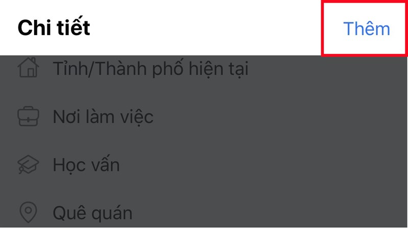 Tại mục chi tiết, chọn Thêm