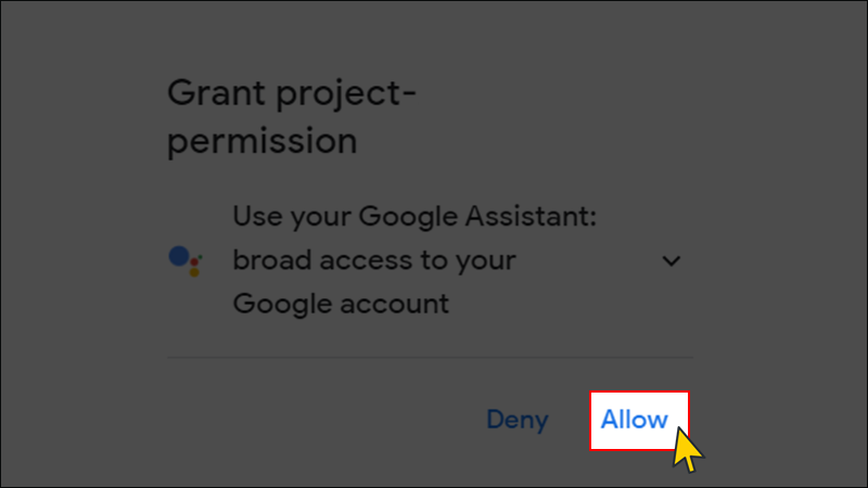 Nhấn Allow