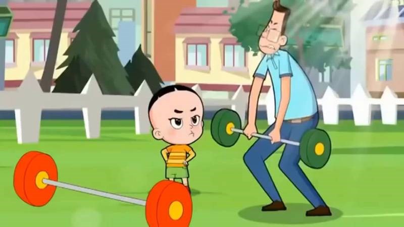 Cảnh hai bố con đang đi chơi