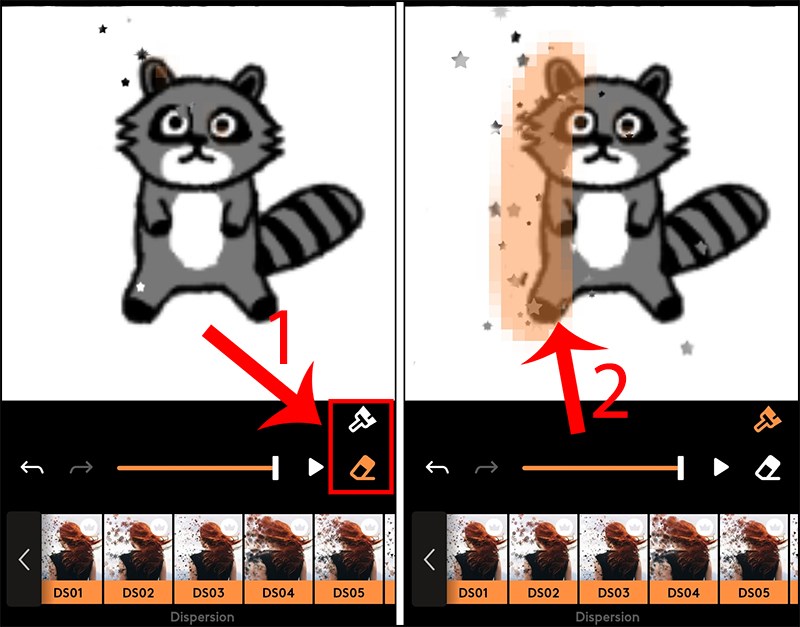 Chọn biểu tượng cây chổi quét sơn và bôi vùng cần làm hiệu ứng Chọn biểu tượng cây chổi quét sơn và bôi vùng cần làm hiệu ứng