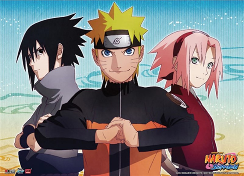 Uchiha Sasuke (bên trái), Naruto (giữa) và Haruno Sakura (bên phải)