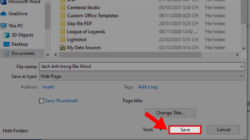 Nhấn Save để tách ảnh trong Word