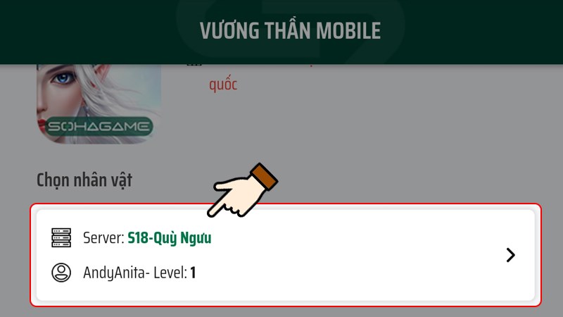 Chọn nh&acirc;n vật muốn nhập code