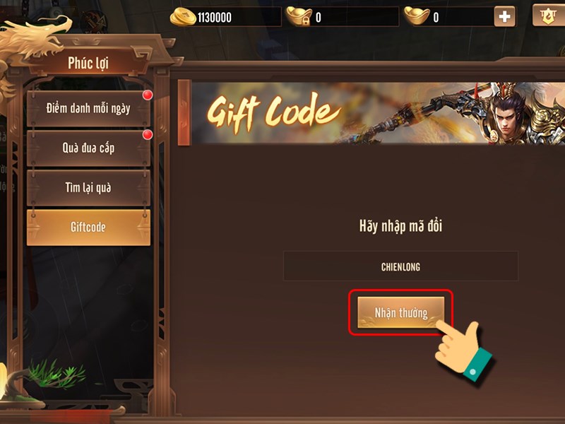 Nhấn Nhận thưởng