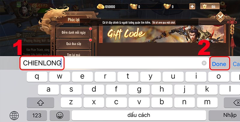 Nhập code bạn c&oacute;