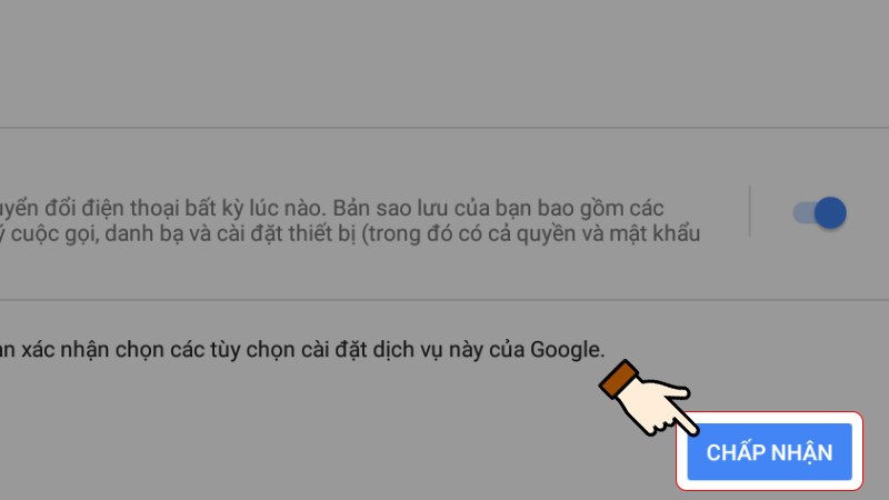 Nhấn chọn Chấp nhận (Accept) để vào lại cửa hàng Google Play