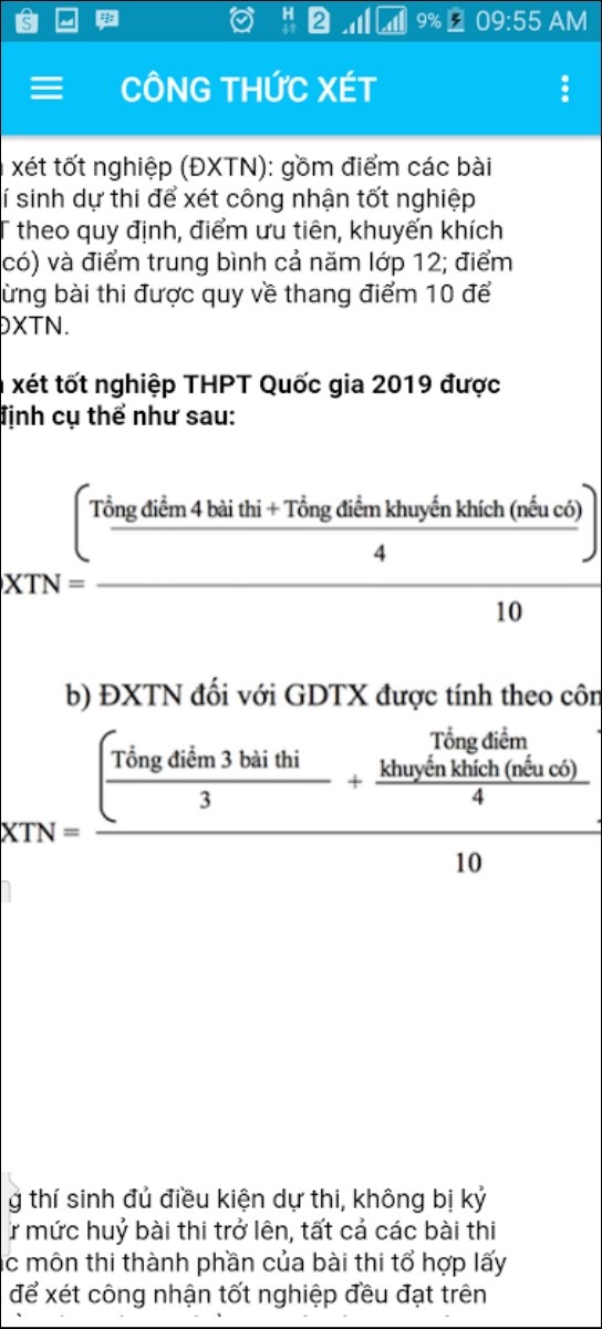 Tính điểm THPT 2020