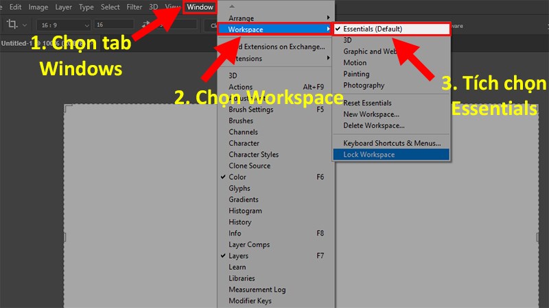 C&aacute;ch đổi sang giao diện mặc định trong Photoshop