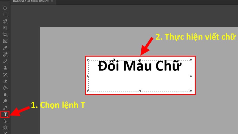 Chọn lệnh T (hoặc nhấn ph&iacute;m T tr&ecirc;n b&agrave;n ph&iacute;m) > Thực hiện viết chữ