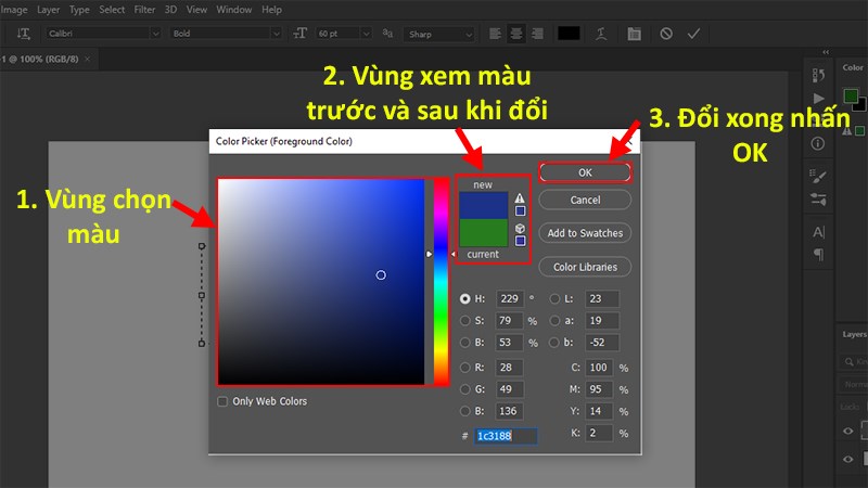 Chọn m&agrave;u muốn thay đổi > Nhấn OK 