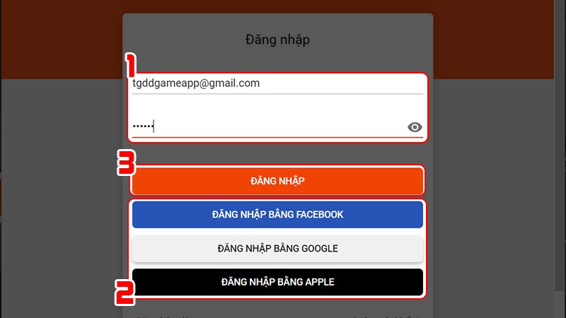 Điền tài khoản Điền tài khoản