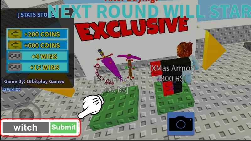 Vào game nhập code và nhấn Submit Vào game nhập code và nhấn Submit
