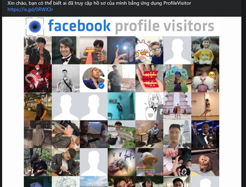 Facebook khi bị dính mã độc ProfileVisitor