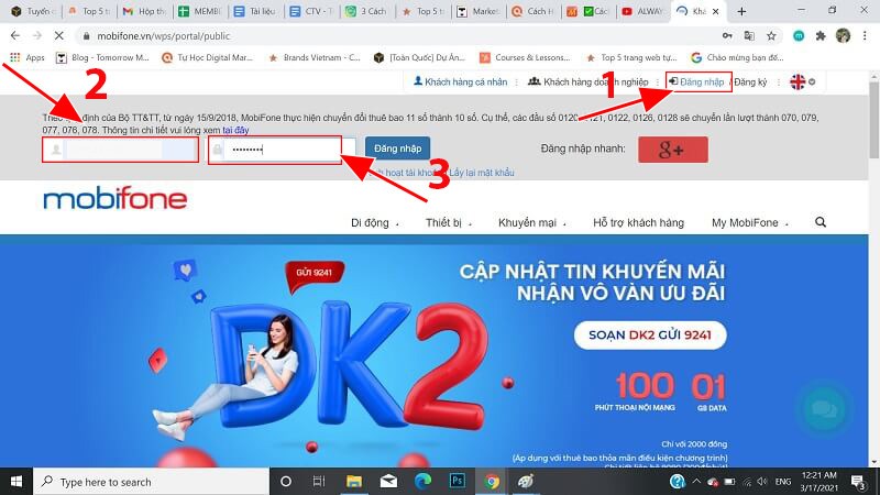 Đăng nhập vào trang chủ MobiFone