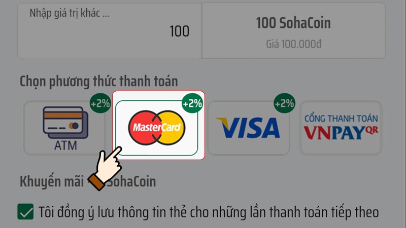 Chọn loại thẻ thanh toán Chọn loại thẻ thanh toán