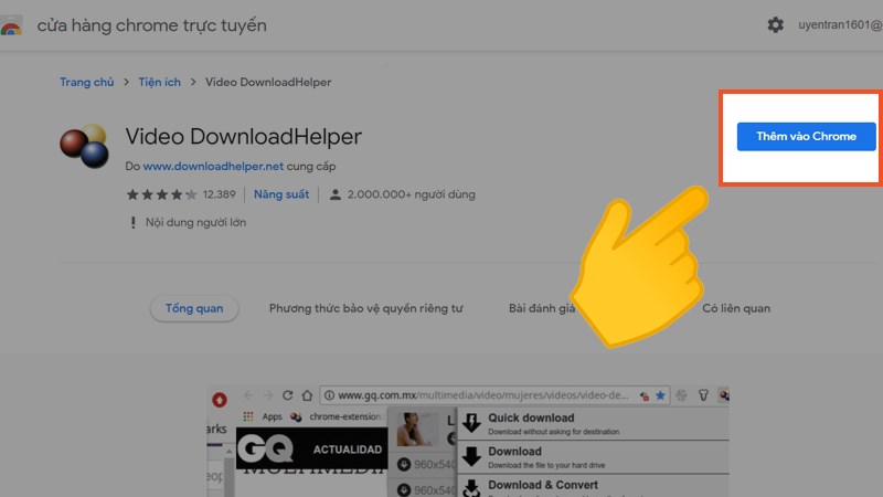 Thêm DownloadHelper vào Chrome