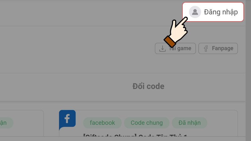 Nhấn chọn Đăng nhập trong trang nhập code