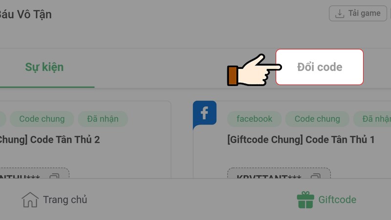 Nhấn chọn Đổi code