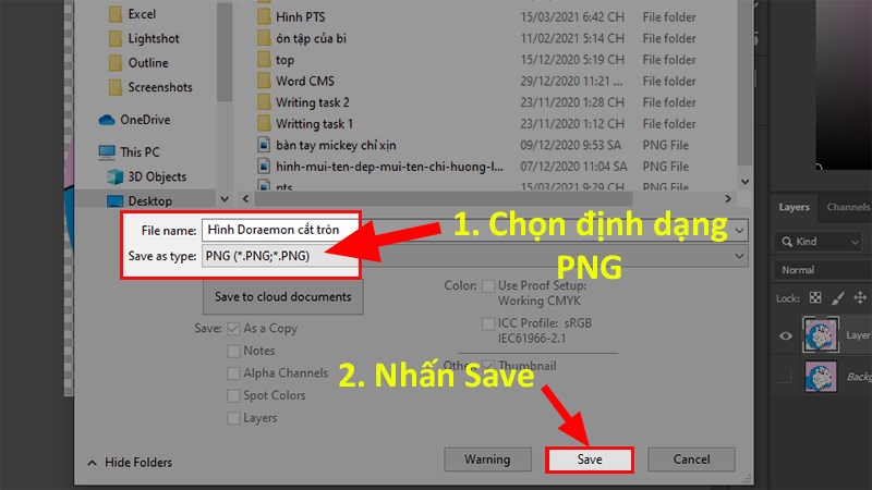 Chọn&nbsp;kiểu lưu PNG&nbsp;> Nhấn&nbsp;Save&nbsp;để lưu h&igrave;nh