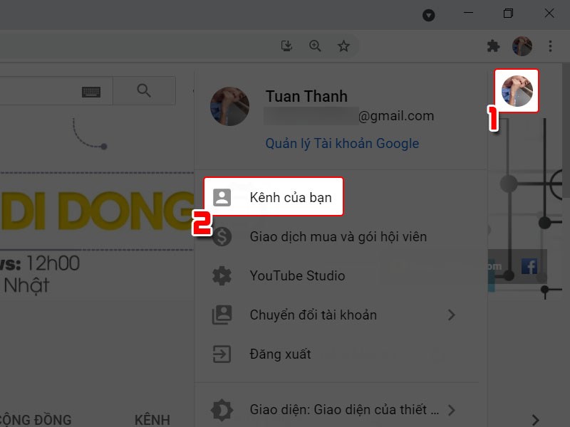 Truy cập k&ecirc;nh c&aacute; nh&acirc;n