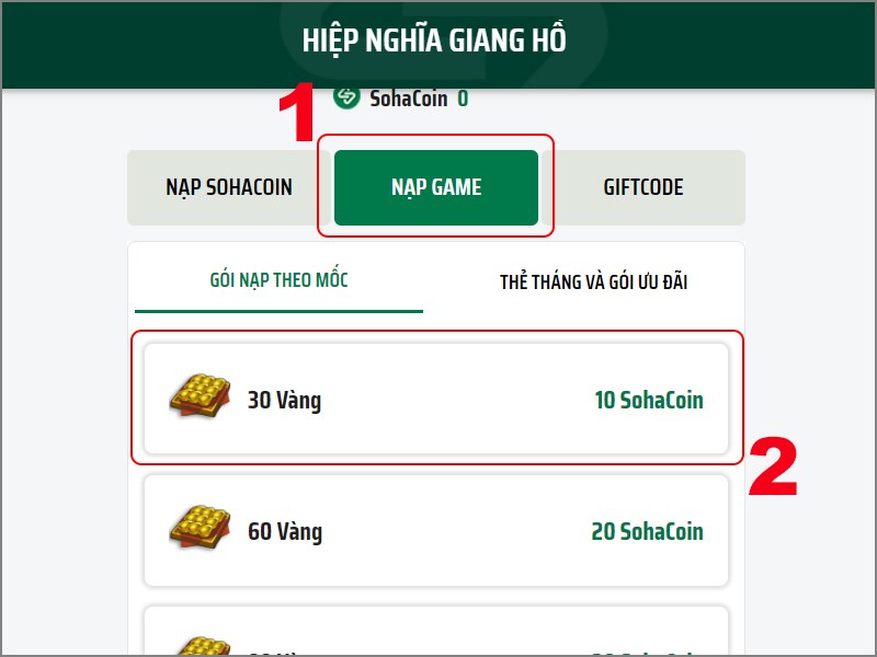 Nạp vàng Nạp vàng