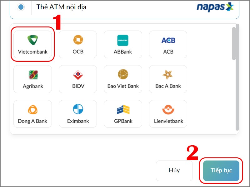 Chọn ng&acirc;n h&agrave;ng