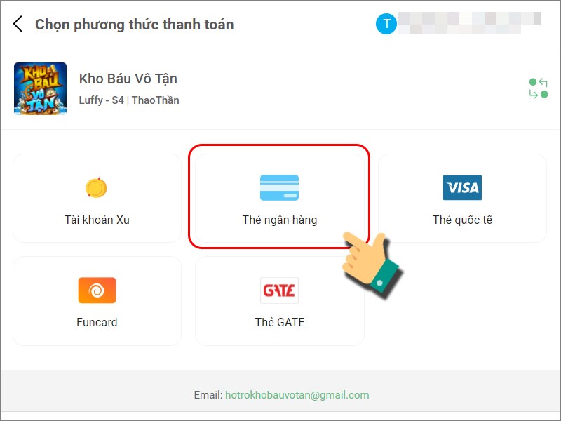 Chọn phương thức nạp l&agrave;