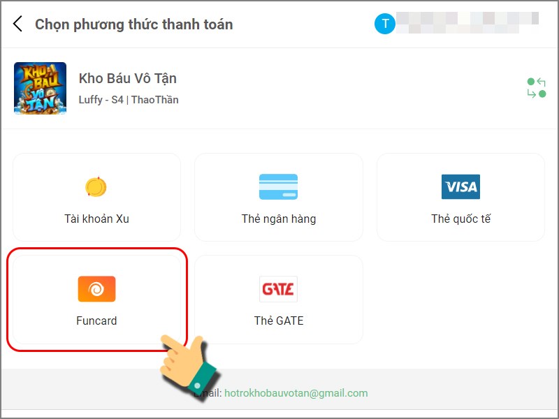 Chọn phương thức nạp l&agrave;