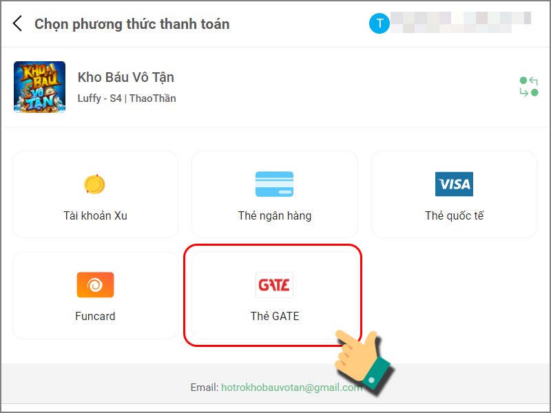 Chọn phương thức nạp l&agrave;