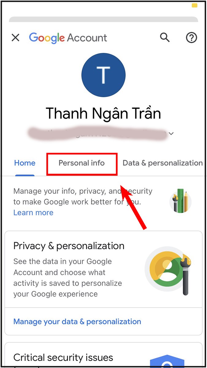 Chọn Personal Information