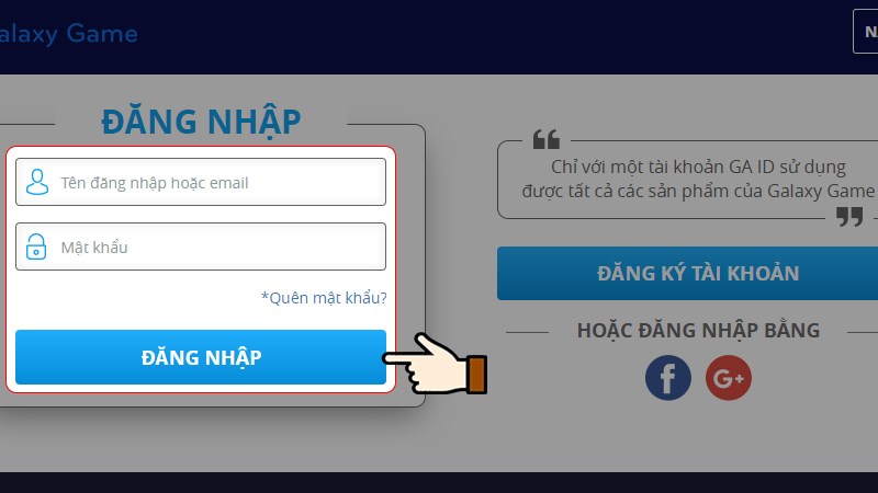 Đăng nhập tài khoản game của bạn
