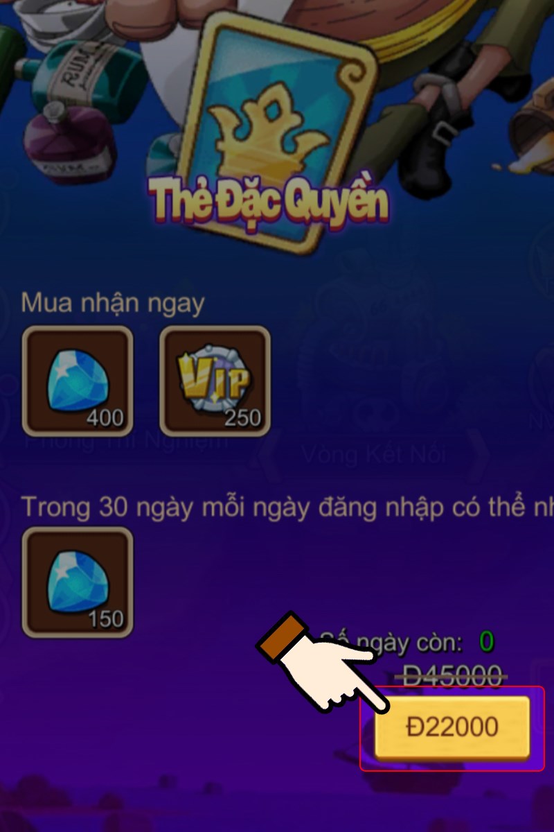 Chọn vào giá tiền để mua