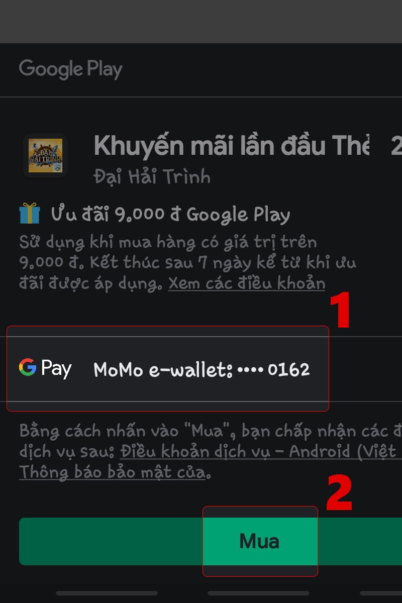Chọn phương thức thanh to&aacute;n > Nhấn Mua