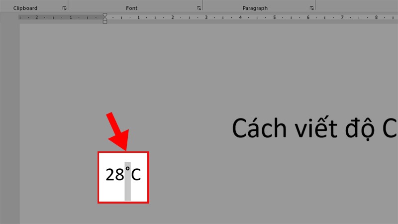 Vào file Word đang sử dụng > Để con trỏ chuột đến vị trí cần viết độ C > Nhấn Ctrl + V&nbsp;và thêm chữ C phía sau