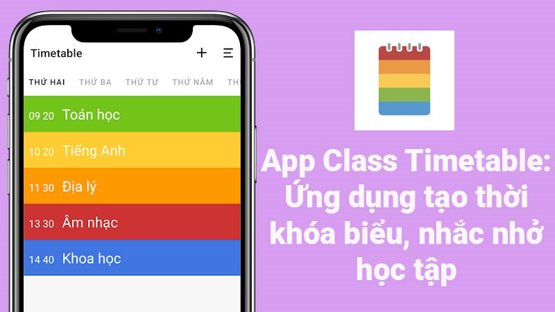 Chọn thông tin lịch học cho thời khóa biểu online