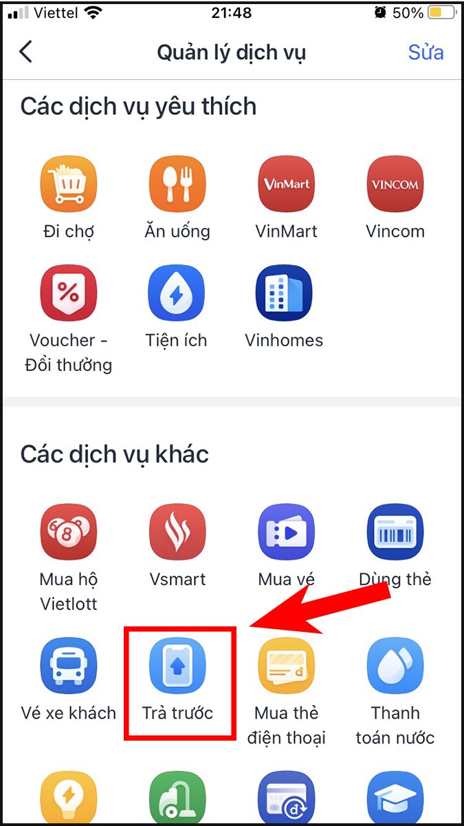 Chọn Trả trước
